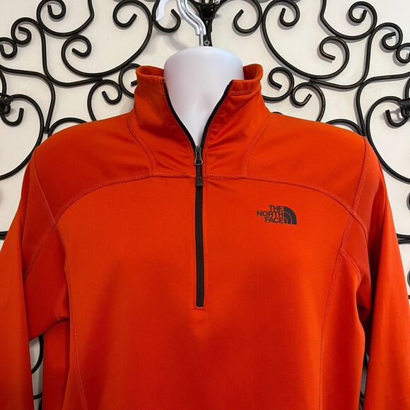 The North Face Men's Orange Quarter Zip Pullover Fleece Jacket – Size M - Picture 2 of 13